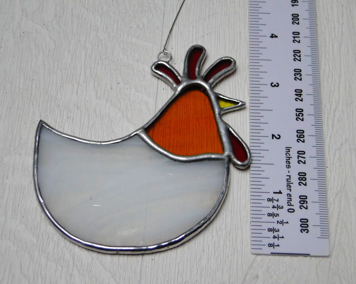 Stained Glass Rooster Suncatcher Handmade Glass Art Window Etsy