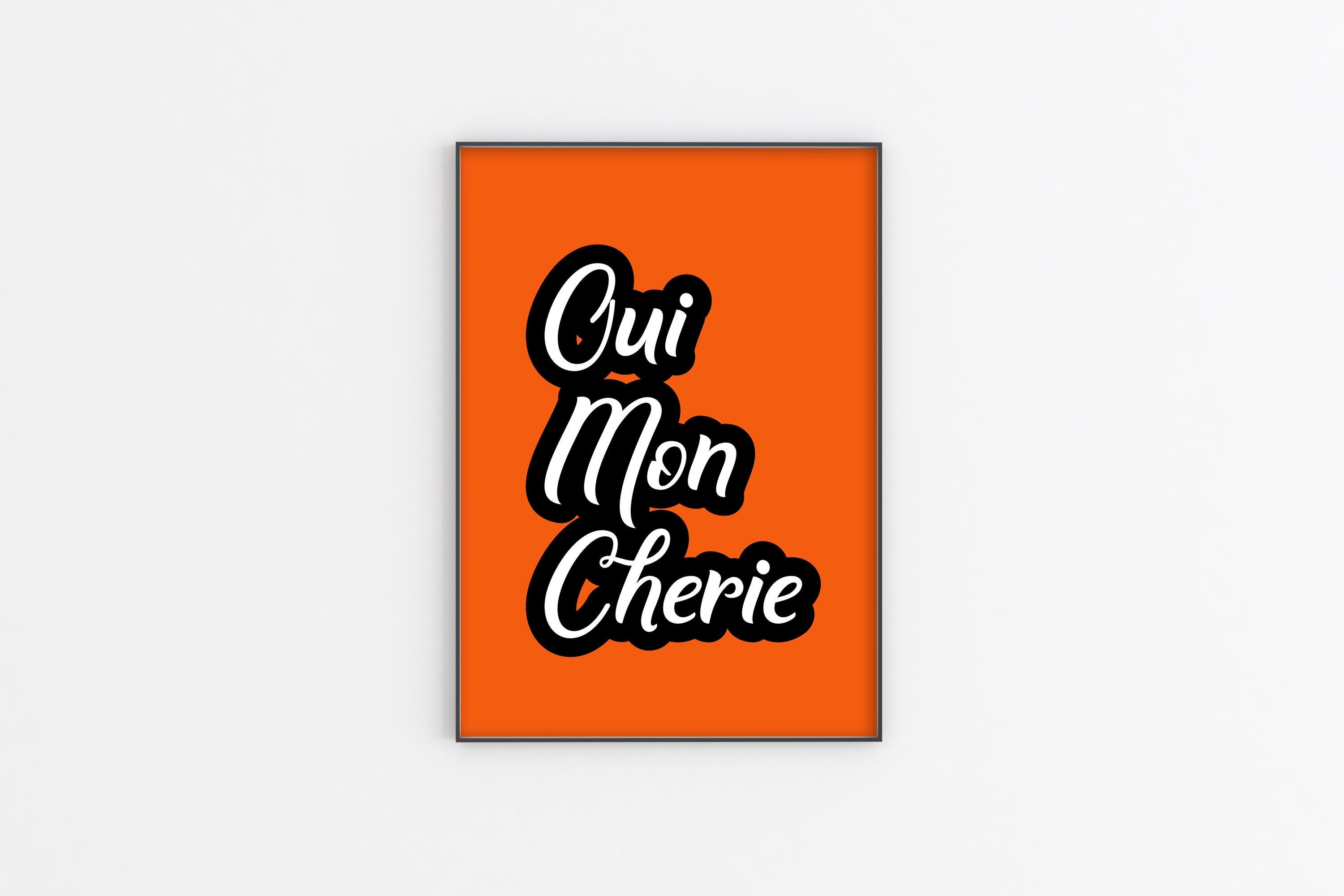 Oui mon Cherie modern typography art print Etsy