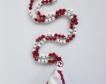 Maroon Game Day tassel necklace set