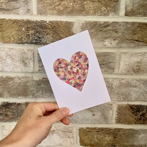 Heart Greeting Card / Valentines Card / Heart Card / Valentines Day / Heart Artwork / Newspaper Art / Greetings Card / Blank Card