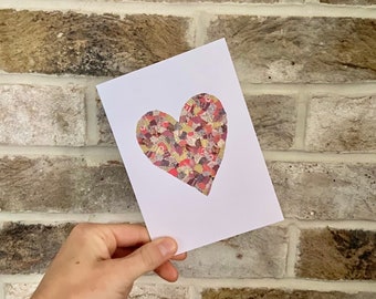 Carte de vœux en cœur / Carte de Saint-Valentin / Carte de cœur / Saint-Valentin / Illustration de cœur / Art de journal / Carte de vœux / Carte vierge