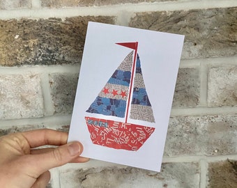 Tarjeta de felicitación del barco / Tarjeta del barco / Impresión náutica / Tarjeta de felicitación náutica / Tarjeta junto al mar / Tarjeta náutica / Tarjeta de cumpleaños / Tarjeta en blanco