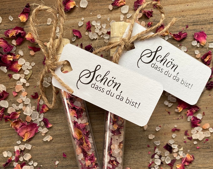 Gastgeschenk Schön, dass du da bist Badesalz mit Rosenblüten - Etsy.de