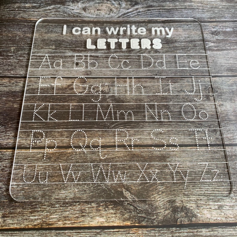 Dry Erase Alphabet ABC Tracing Board Engraved Clear Acrylic Etsy