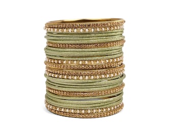 Mehndi Green Shimmer Bangle Set