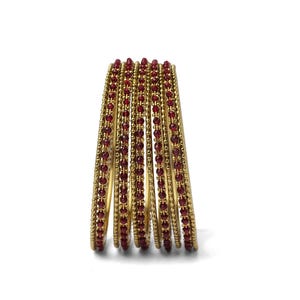 Damini Bangle Set in Maroon and Antique Gold