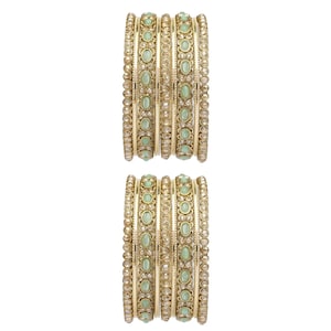 Alira Bangle Set in Mint and Antique Gold