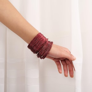 Maroon Diamond Cut Glitter Bangles
