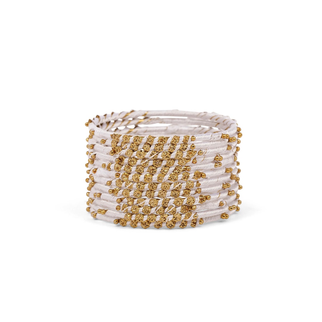 Children's Set of 12 Thread Bangles in White - Etsy