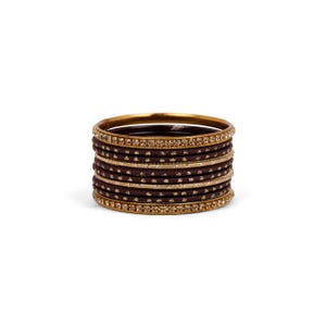 Children&#39;s Bangle Set in Maroon and Antique Gold