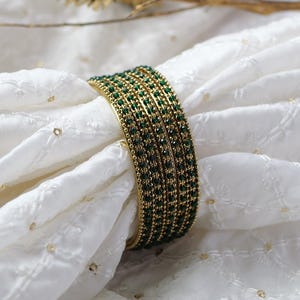Damini armbandsset i grönt och antikguld