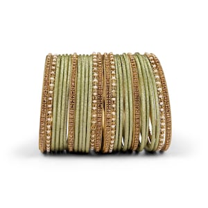 Set di braccialetti Mehndi verdi luccicanti