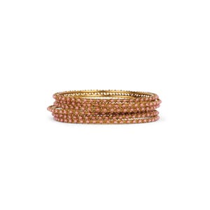 Set of 6 Light Pink Crystal Beaded Bangles