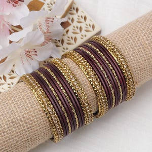 Children's Two-Hand Bangle Set in Maroon