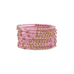 Set of 12 Floral Thread Bangles in Pink