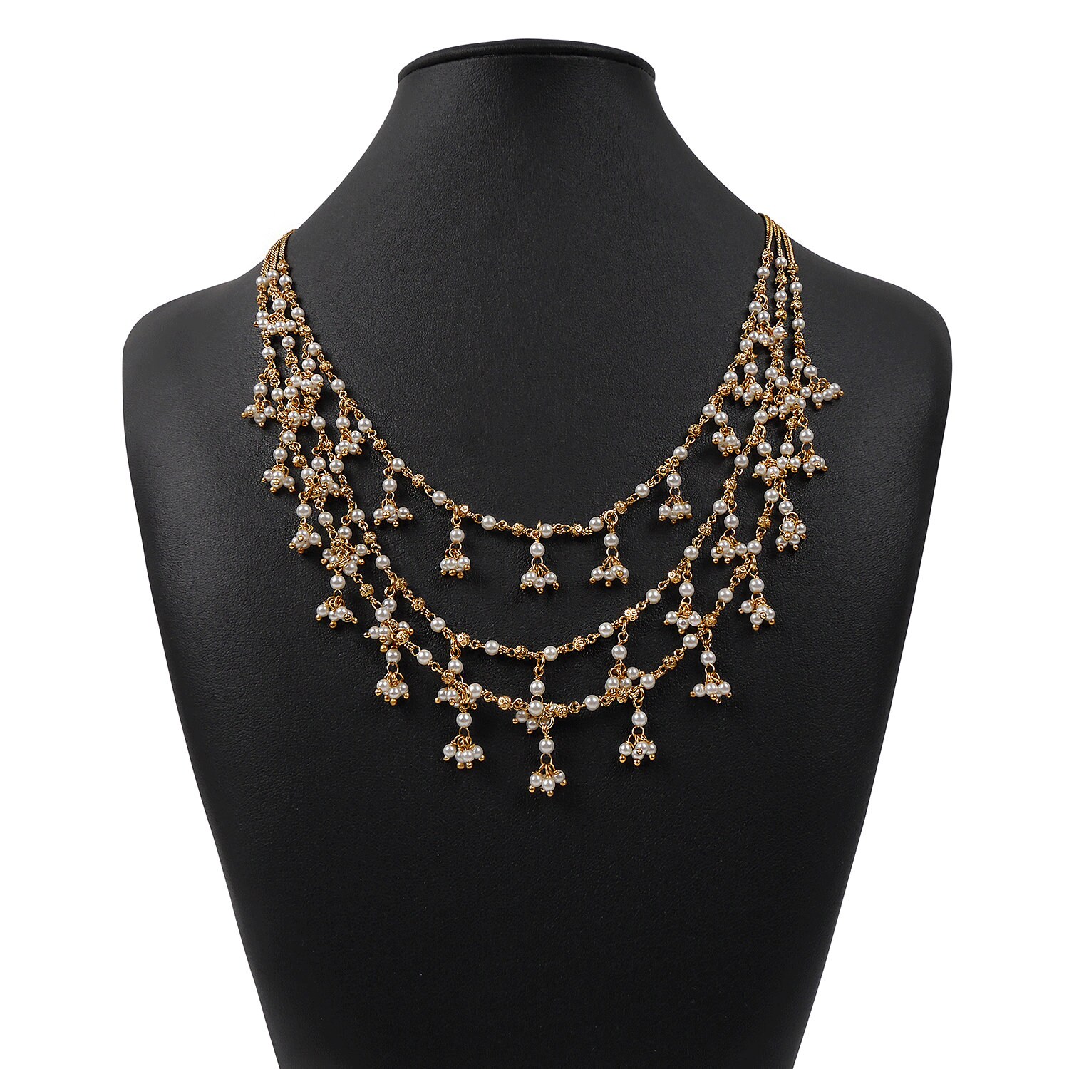 返品交換不可】 Simsly Three Layered Necklace with Crysral Beads Pendant Jewlery  Pearl Neck - www.voltaredondaimoveis.com.br