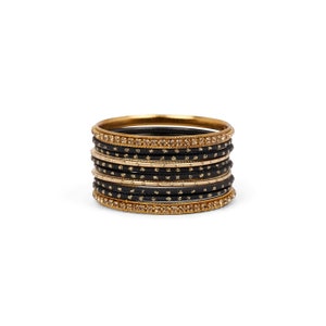 Children&#39;s Bangle Set in Black and Antique Gold