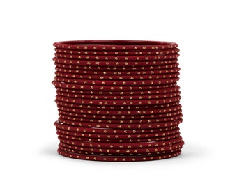 Maroon Gold Dot Bangles