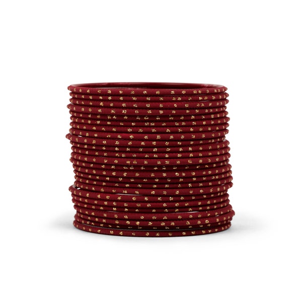 Maroon Gold Dot Bangles