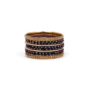 Children&#39;s Bangle Set in Deep Purple and Antique Gold