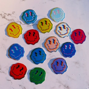 TRIPPY GLITCH SMILEY stickers, bright multi colored - free shipping!! Smiley face, trippy, rave, multicolored, fun, party,