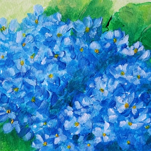 Hydrangeas. Original Hand Painted Acrylic. Greeting Card.