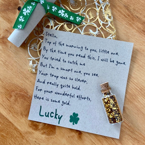 Personalized Leprechaun letter with "gold" keepsake