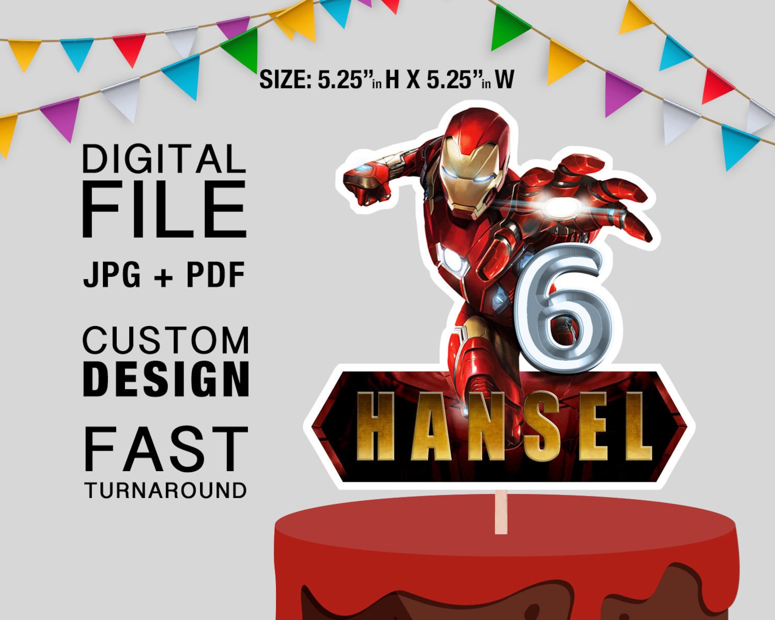 Ironman Cake Topper DIY Iron Man Printable Etsy