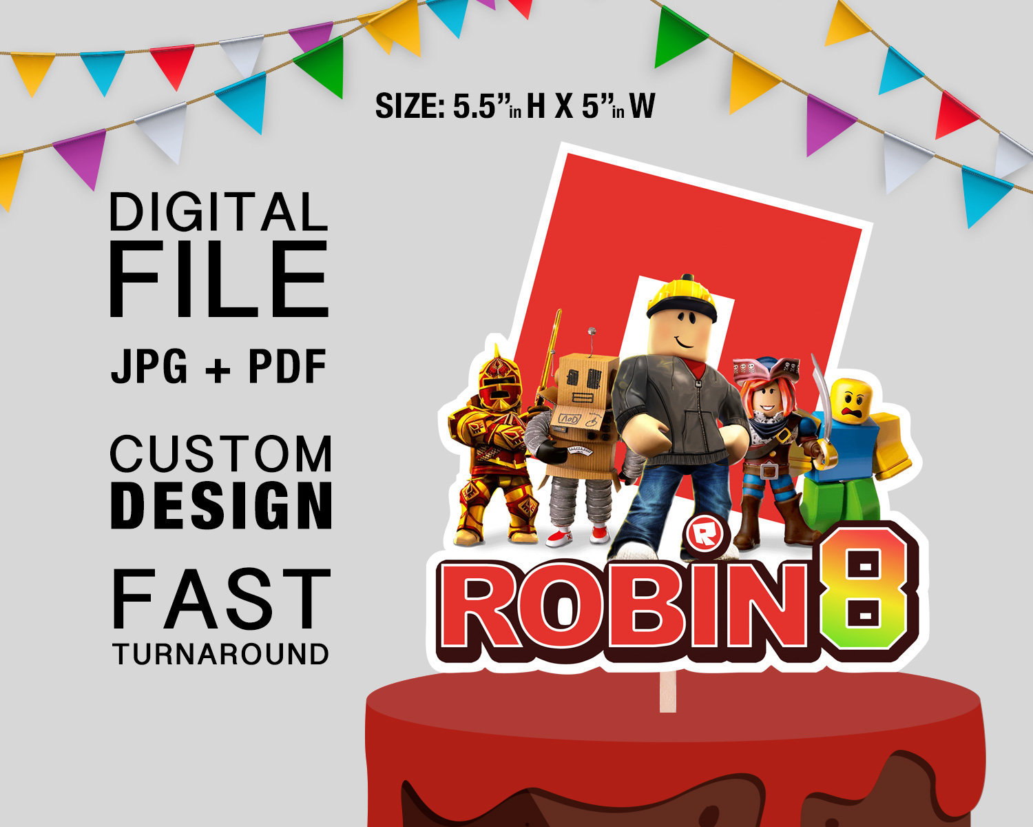 Personalize Topper Roblox Cake Toppers DIY Roblox Etsy