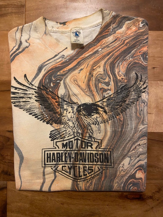 Single Stitch Marble Harley Davidson Tee