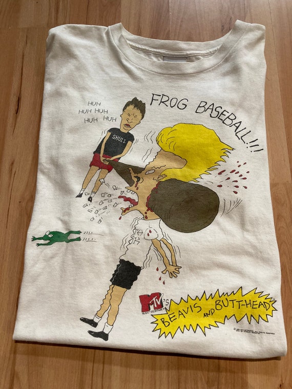 1993 Beavis and Butthead Frog Baseball Tee