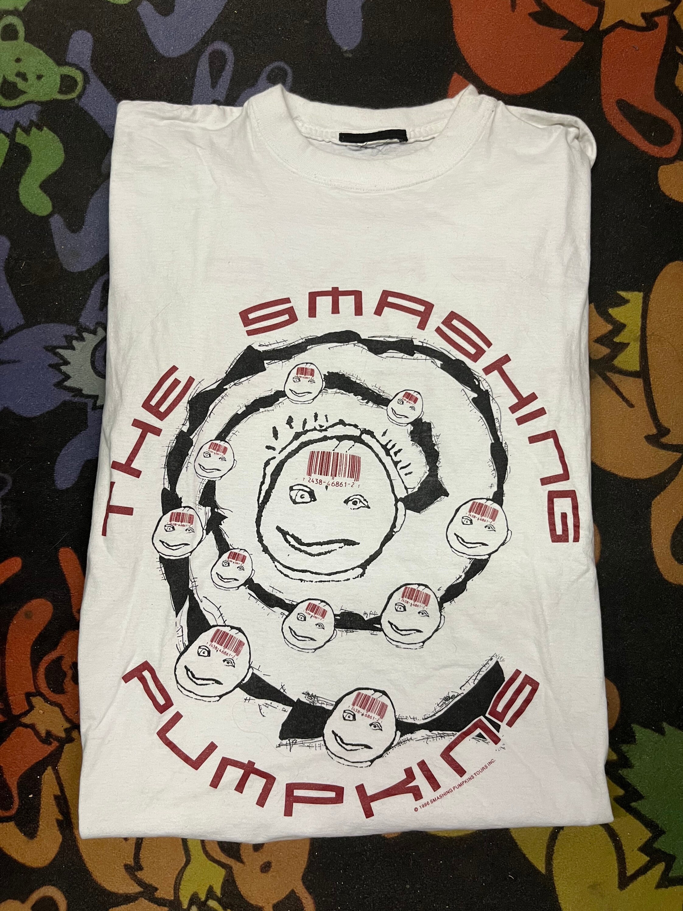 Kleding Gender-neutrale kleding volwassenen Tops & T-shirts vintage 1994 Smashing Pumpkins Rock Invasion Crew Tour Shirt 