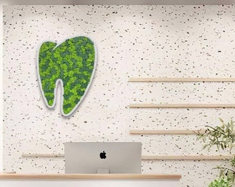 Dental Office Wall Tooth, Vertical Landscaping, Moss Art, Dentist Gift, Dental Office Wall Decor, Orthodontist Office Decor.