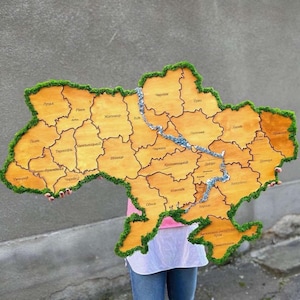 Mapa de madera, Mapa de tu país hecho de musgo escandinavo vivo, Decoración ecológica, Regalo para colegas, Decoración de oficina, Decoración del hogar