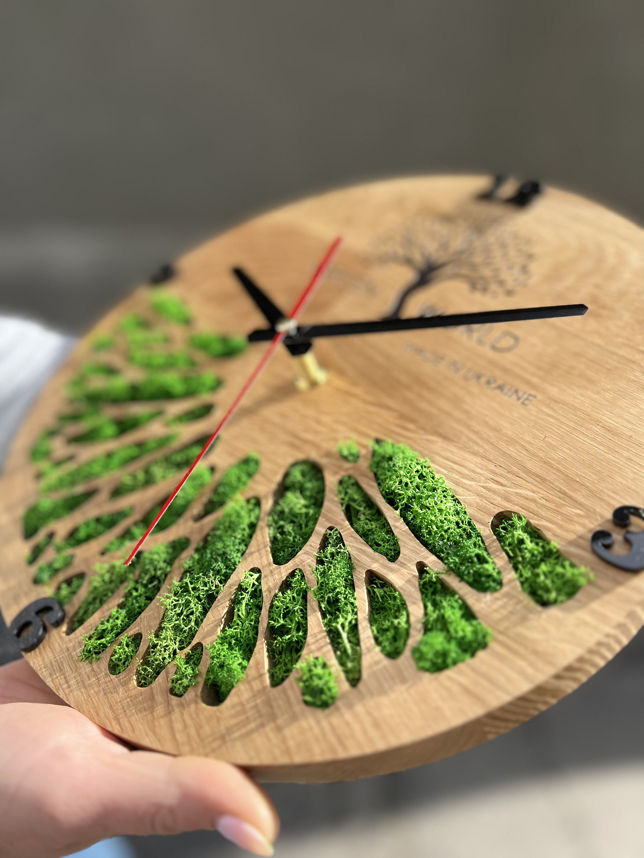 Custom Moss Wall Clock With Company Logo, Wooden Clock for Office Decor ...