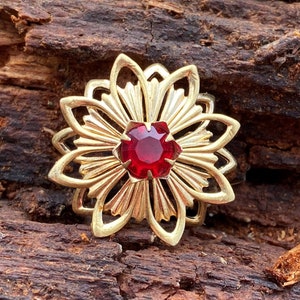 Gilded vintage brooch with a stone for women, USSR production, gift for her, stylish item