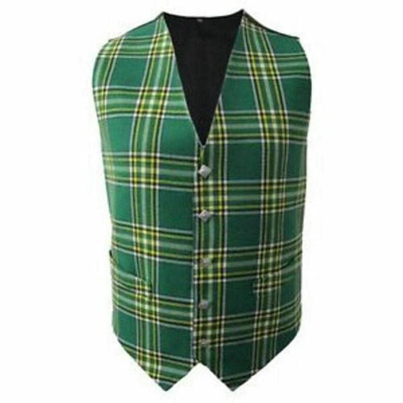 Scottish Men's Formal Tartan Waistcoats / Vests 4 Plaids Fully lined back strap Irish Tartan