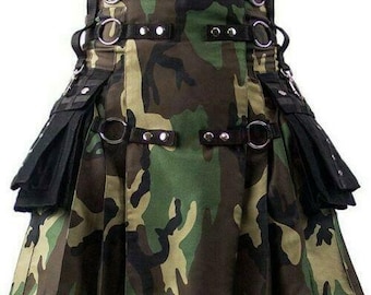 Scottish Men Tactical army kilts Camouflage Combat Ripsto Custom Utility Kilt