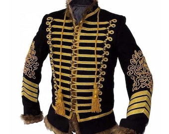 Men's Napoleonic Hussar Jacket Parade Military Uniform Style Tunic Jacket