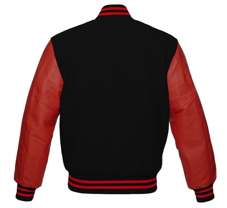 Black Friday Sale Wool Men's Varsity Baseball Jacket Real Leather Sleeves Wool Letterman Boys Jacket image 6