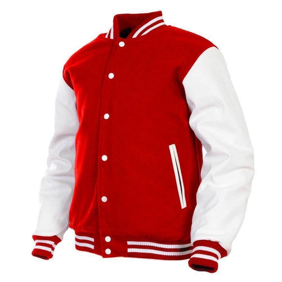 Chaqueta de béisbol universitaria para hombre con mangas de cuero real /  sintético Chaqueta de lana con letras para niños -  España