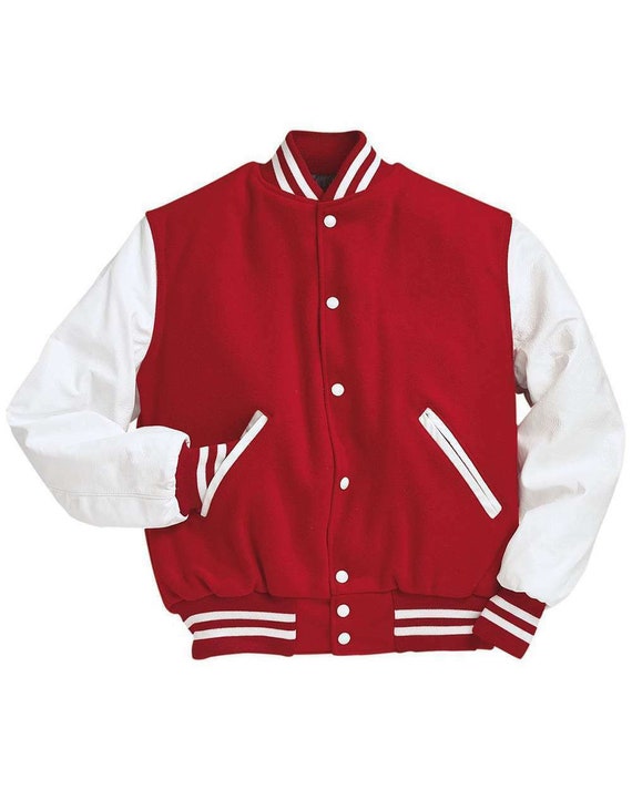 Chaqueta de béisbol universitaria para hombre con mangas de cuero real /  sintético Chaqueta de lana con letras para niños -  México