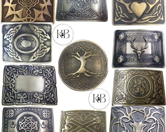 Men's Scottish Antique Kilt Belt Buckles Various Design Brass Finish