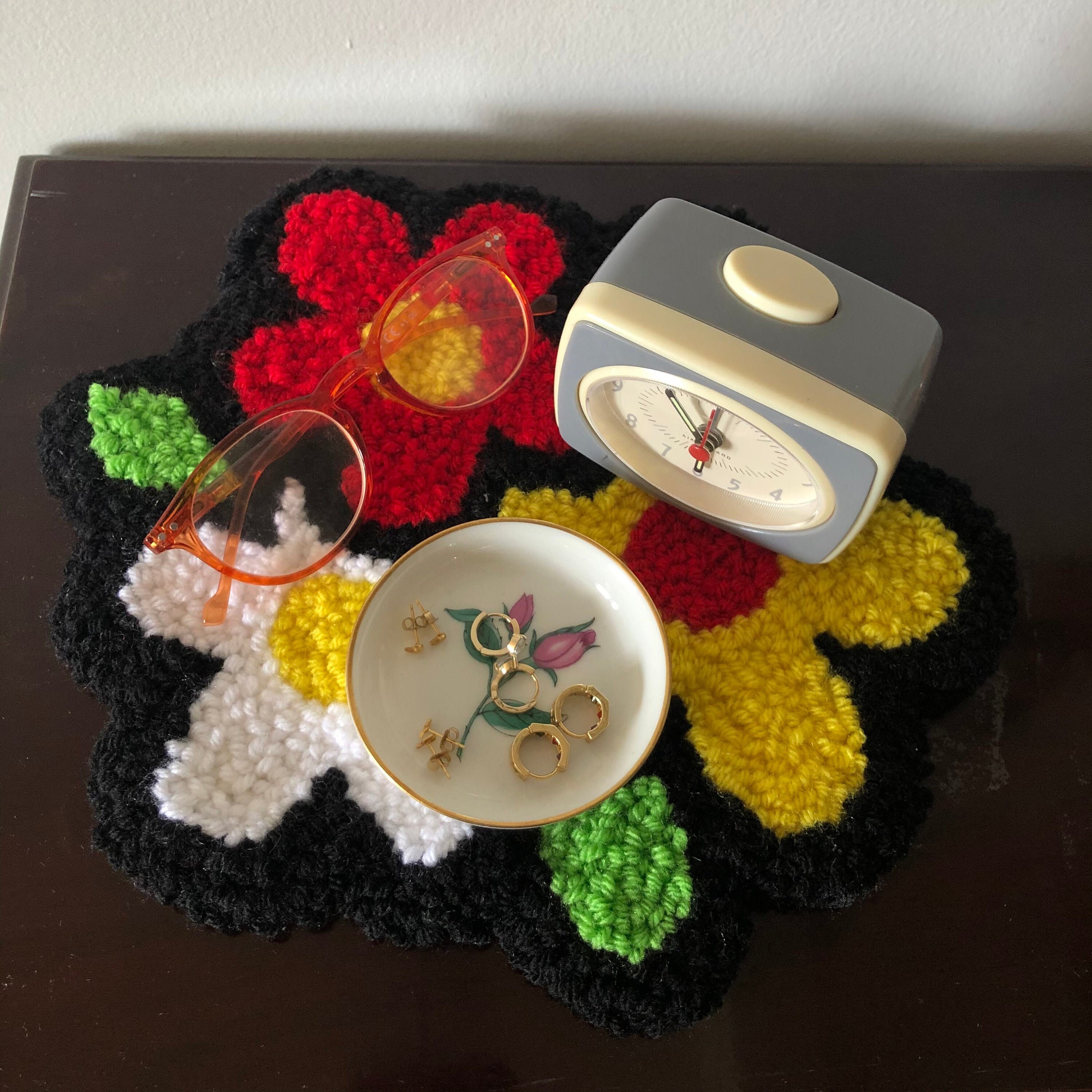 Flower Bunch Punch Needle Mini Rug Etsy