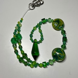 Beaded Suncatcher Rearview Mirror Ornament Yellow Green Crystal Prism Car Charm