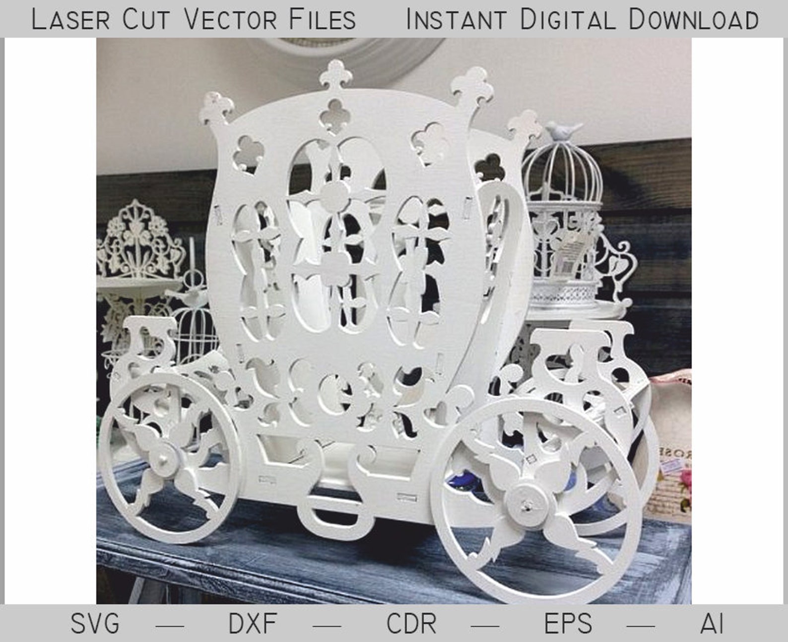 Carriage. Laser cut SVG DXF woodworking plans 3d puzzle 3d | Etsy