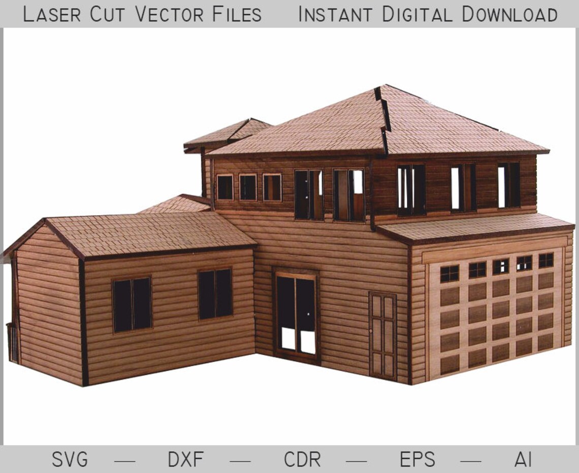 Architectural house. Laser cut SVG DXF cnc patterns laser Etsy
