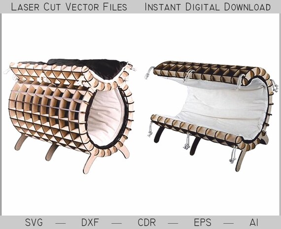 Download Cat Bed Laser Cut Svg Dxf Wooden Puzzle Laser Vector File Etsy