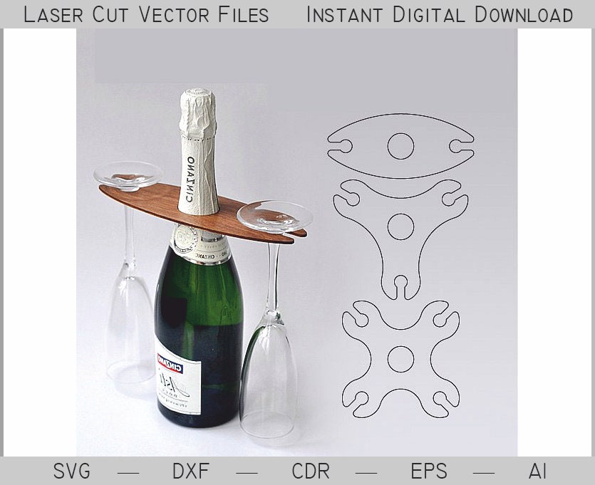 Download Wine Glass Holder Laser Cut Vector Svg Dxf Cnc Files Etsy
