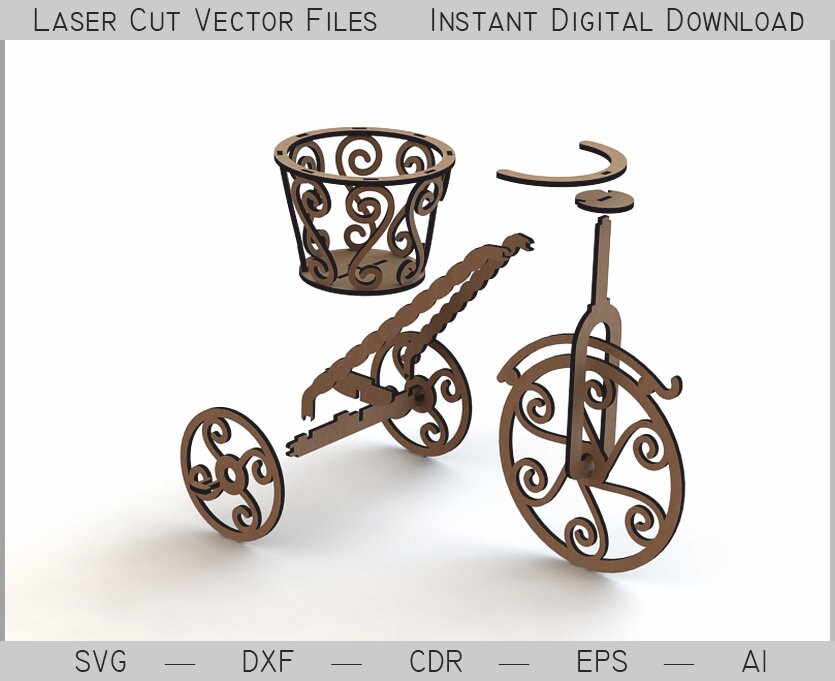 Bicycle basket. Laser cut vector SVG DXF cnc files for wood Etsy